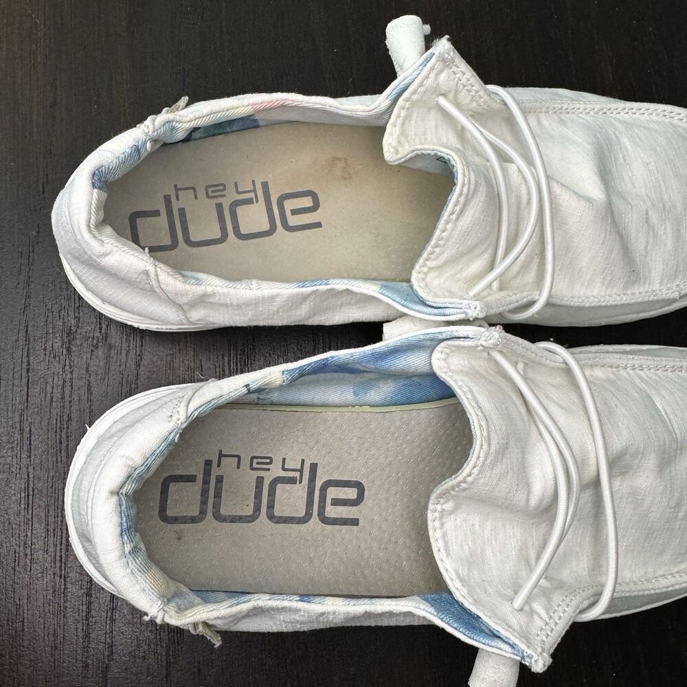 Hey Dude Wendy Silk Moon Slip-On Canvas Loafer Shoes White Women’s Size 8 - Picture 5 of 9